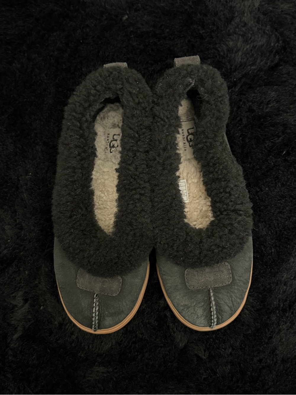 UGG Black Shearling-Lined Ballet Flats